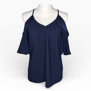 Trina Turk Midnight Blue Cold Shoulder Blouse Size S
